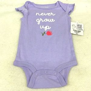 NEW!!! Okie dokie new never grow up onesie baby girl sz 6mos